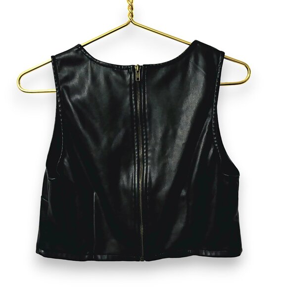 Kirious Vegan Leather Dark Gunmetal Crop Top - Picture 4 of 7